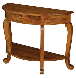 Cabriole Leg 1 Drawer Half Round Sofa Table (Light Pecan)