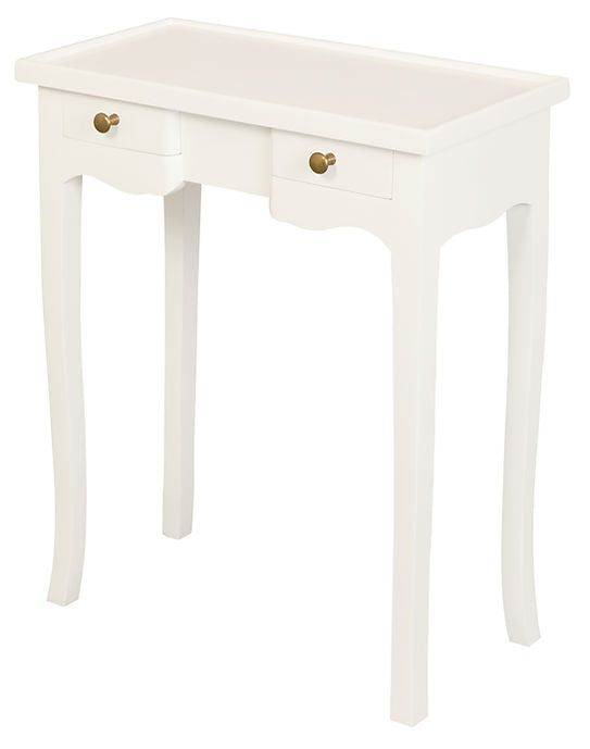 Queen Anne 2 Drawer Phone Table (White)
