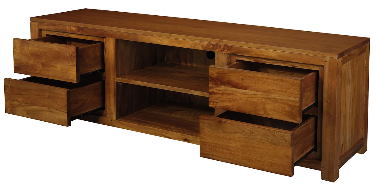 Amsterdam 4 Drawer Entertainment Unit - Small (Light Pecan)