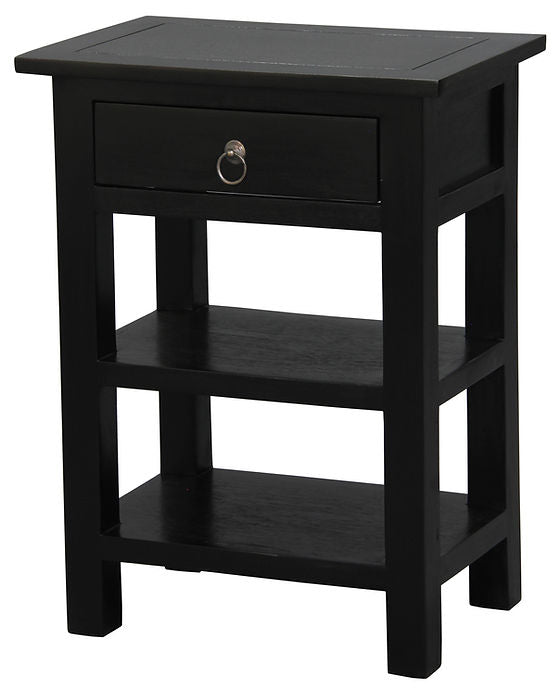 Noir 1 Drawer Side Table (Black)