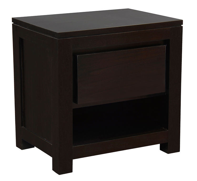 Amsterdam 1 Drawer Bedside Table (Chocolate)