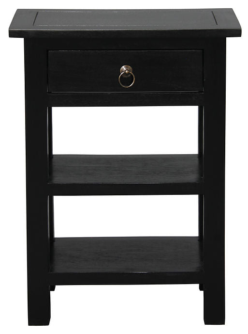 Noir 1 Drawer Side Table (Black)