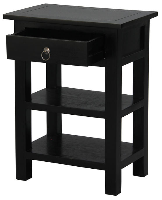 Noir 1 Drawer Side Table (Black)