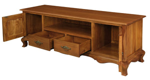 French Provincial 2 Door 2 Drawer Entertainment Unit (Light Pecan)