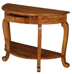 Cabriole Leg 1 Drawer Half Round Sofa Table (Light Pecan)