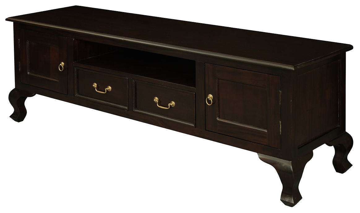 Queen Anne 2 Door 2 Drawer Entertainment Unit (Chocolate)