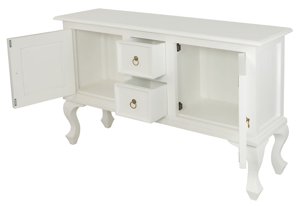 Queen Anne 2 Door 2 Drawer Sofa Table (White)