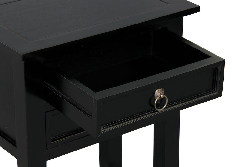 Noir 2 Drawer Side Table (Black)