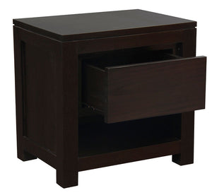 Amsterdam 1 Drawer Bedside Table (Chocolate)