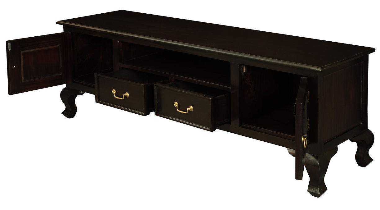 Queen Anne 2 Door 2 Drawer Entertainment Unit (Chocolate)