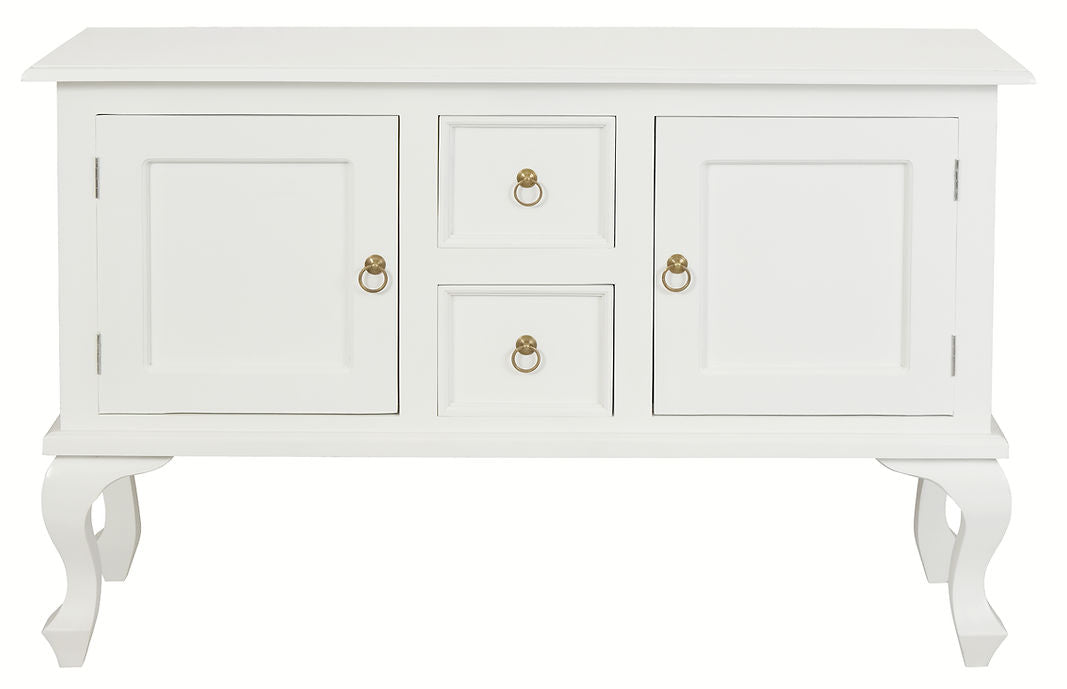Queen Anne 2 Door 2 Drawer Sofa Table (White)