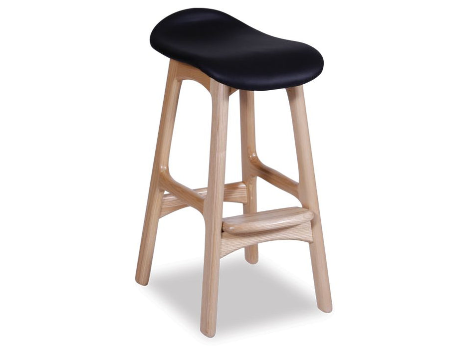 Scandi Stool - Natural - Black Leather