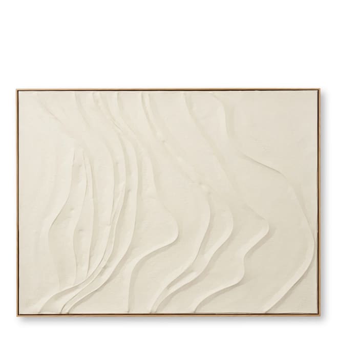 Wavy Hand Painted Wall Art - Beige/Natural, 120cm (H)