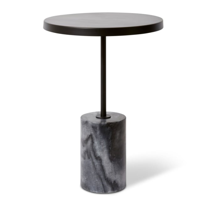 Kush Marble Side Table - Black/Grey, 56cm (H)