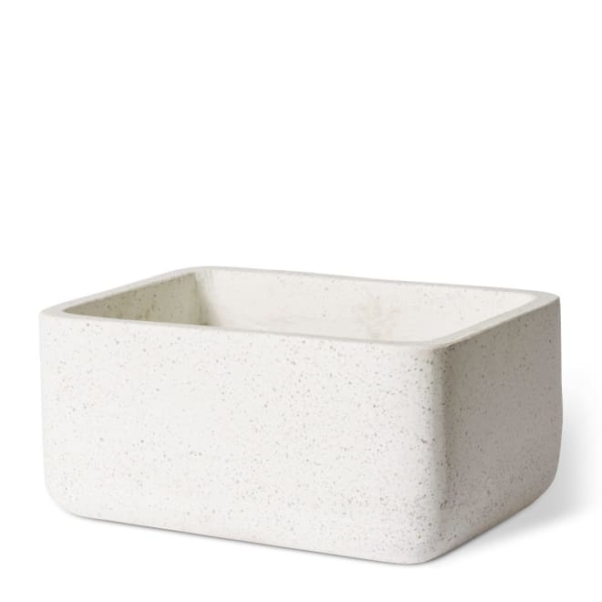 Miles Rectangle Planter w Hole (Outdoor) - White, 25cm (H)