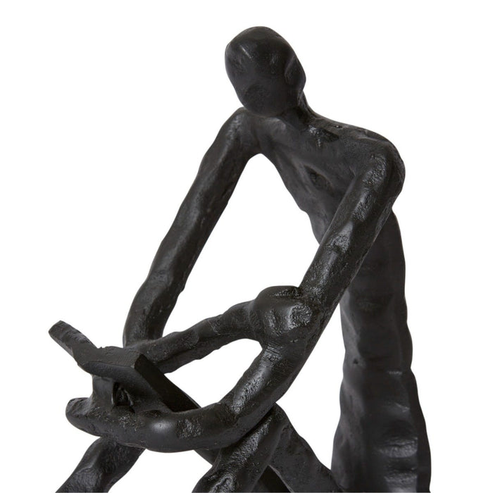 Man Reading Scuplture - Black, 23cm (H)