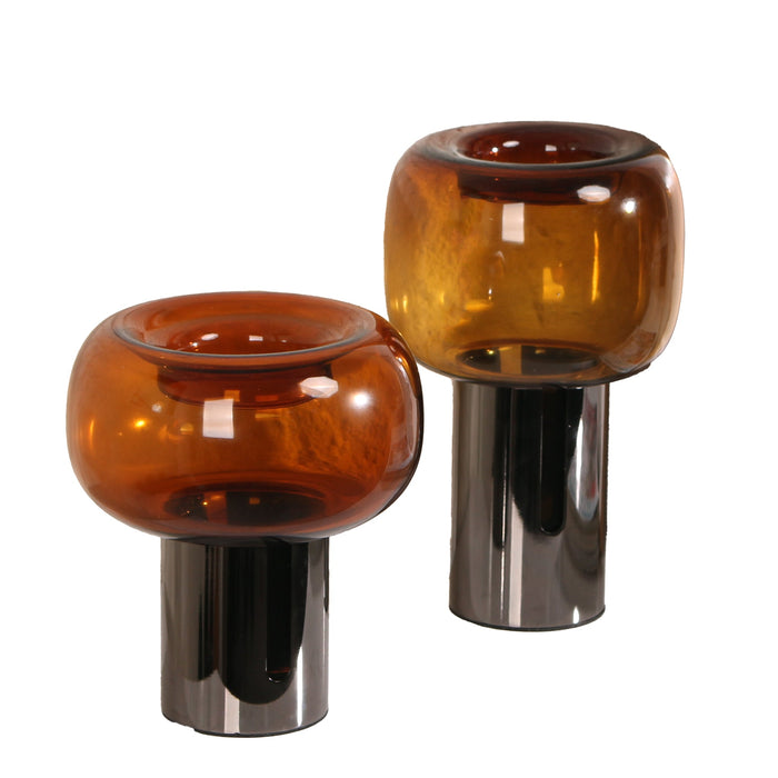 Brunelle Amber Small Glass Vase - Brown
