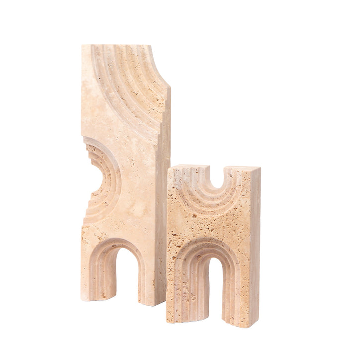 Luno Carved Marble Sculpture - Beige
