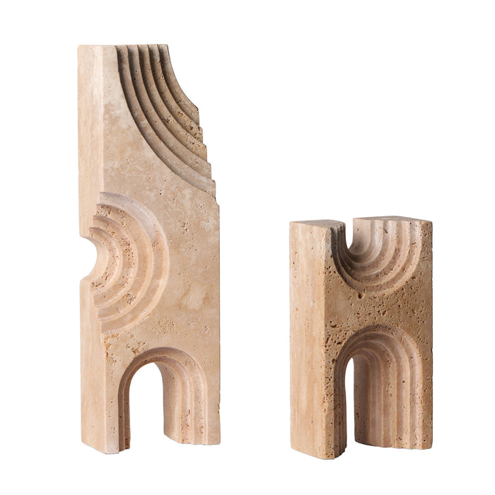 Luno Carved Marble Sculpture - Beige