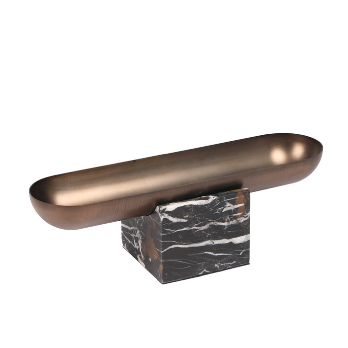 Sera Marble Base Steel Tray - Brown