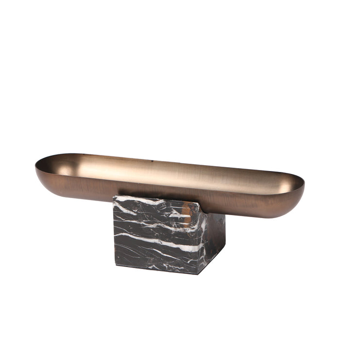 Sera Marble Base Steel Tray - Brown