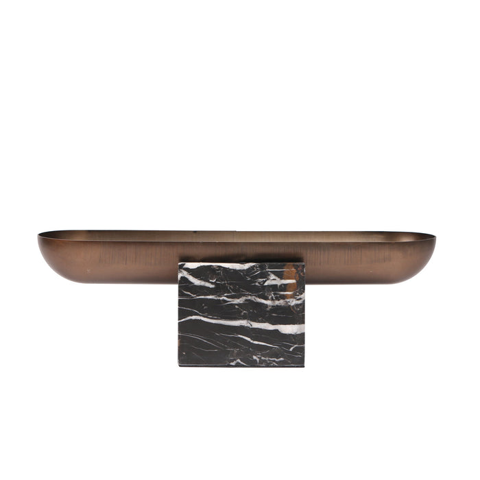 Sera Marble Base Steel Tray - Brown