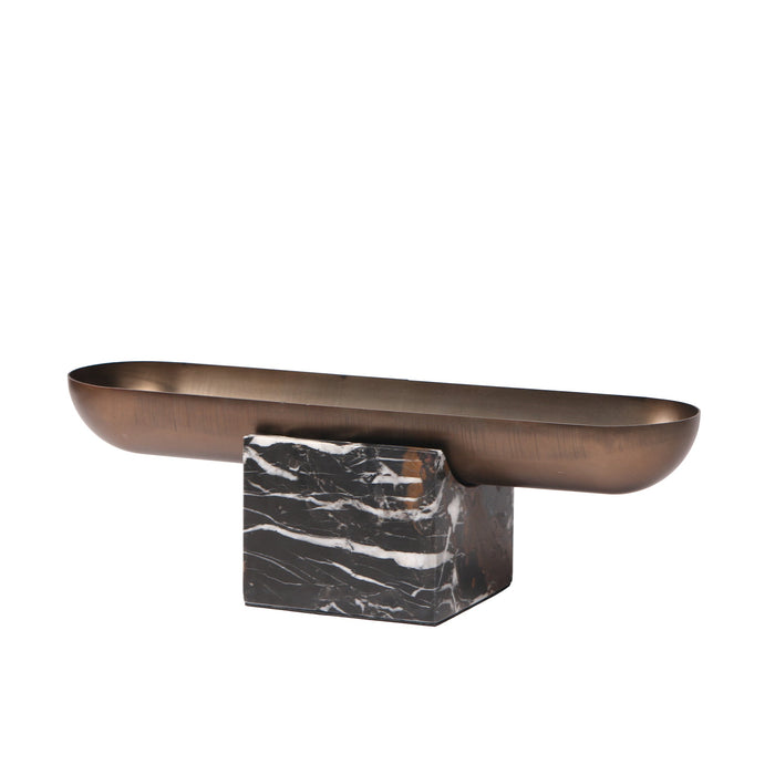 Sera Marble Base Steel Tray - Brown