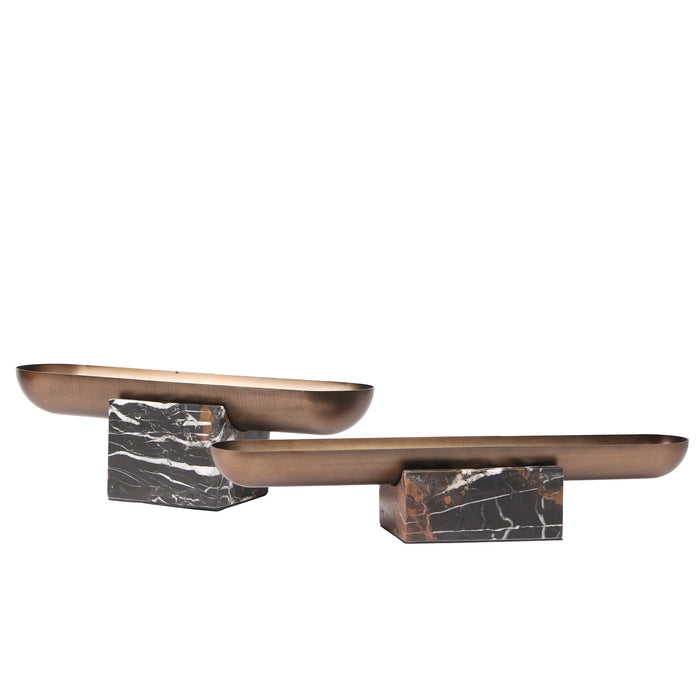 Sera Marble Base Steel Tray - Brown