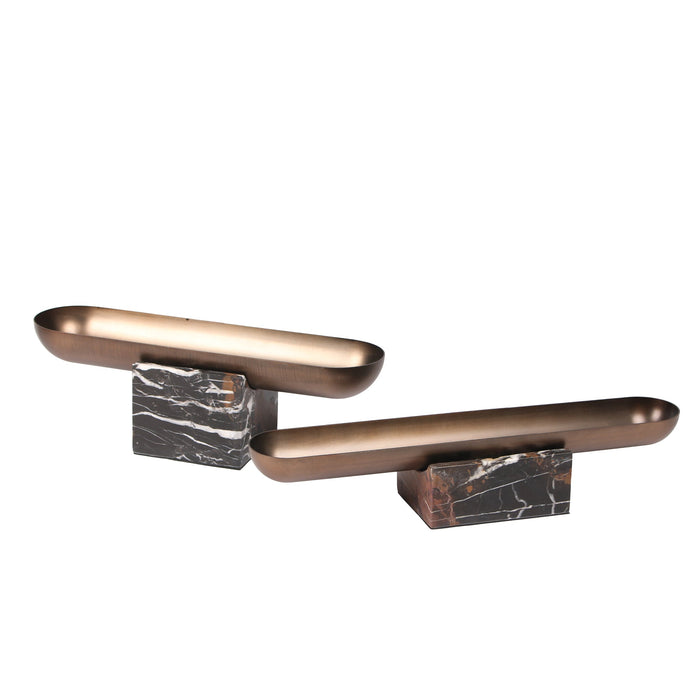 Sera Marble Base Steel Tray - Brown