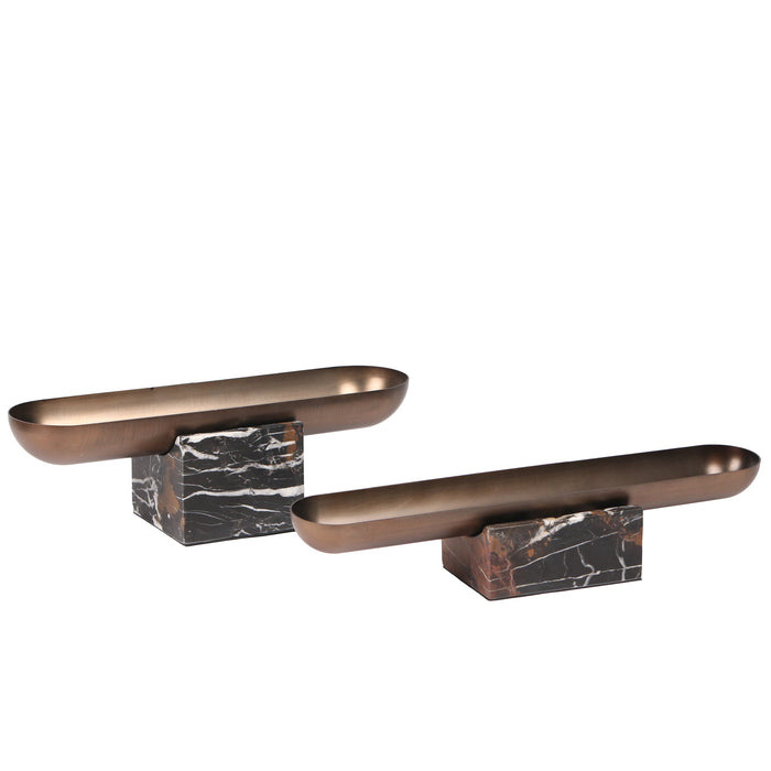 Sera Marble Base Steel Tray - Brown