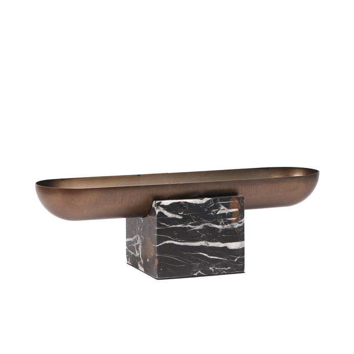 Sera Marble Base Steel Tray - Brown