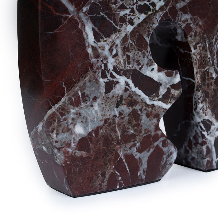 Elani Carved Marble Accent Sculpture - Dark Red Ochre