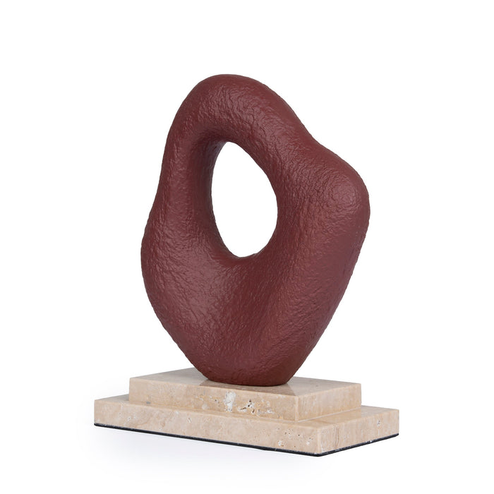 Obira Organic Shape Marble Sculpture - Maroon