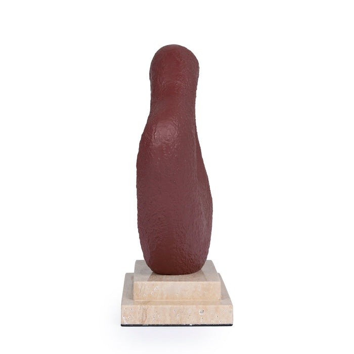 Obira Organic Shape Marble Sculpture - Maroon