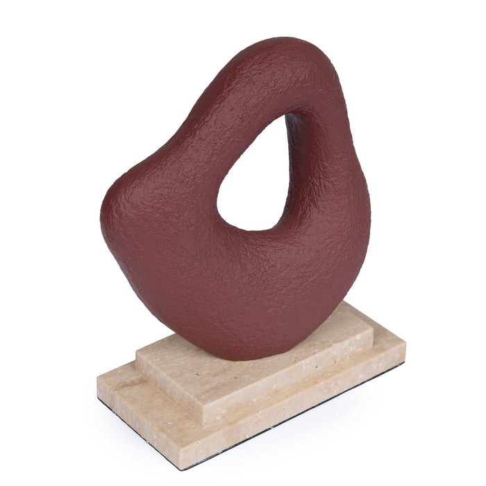 Obira Organic Shape Marble Sculpture - Maroon