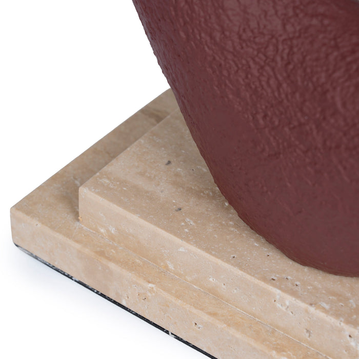 Obira Organic Shape Marble Sculpture - Maroon