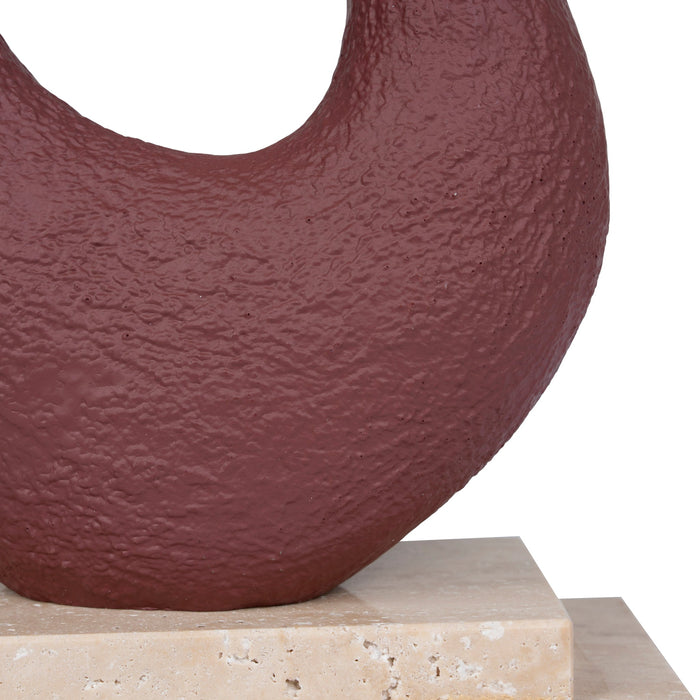 Obira Organic Shape Marble Sculpture - Maroon