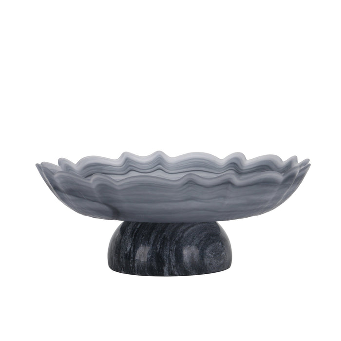 Zavora Lotus Glass Tray - Grey