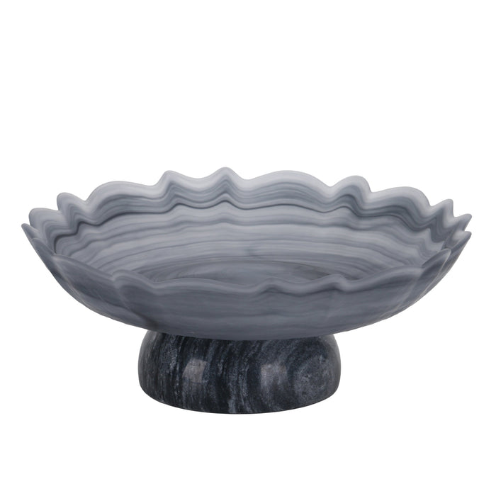 Zavora Lotus Glass Tray - Grey