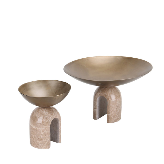 Cavo Arc Pedestal Metal Large Tray - Antique Brass