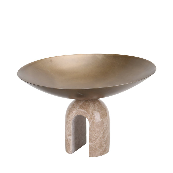 Cavo Arc Pedestal Metal Large Tray - Antique Brass