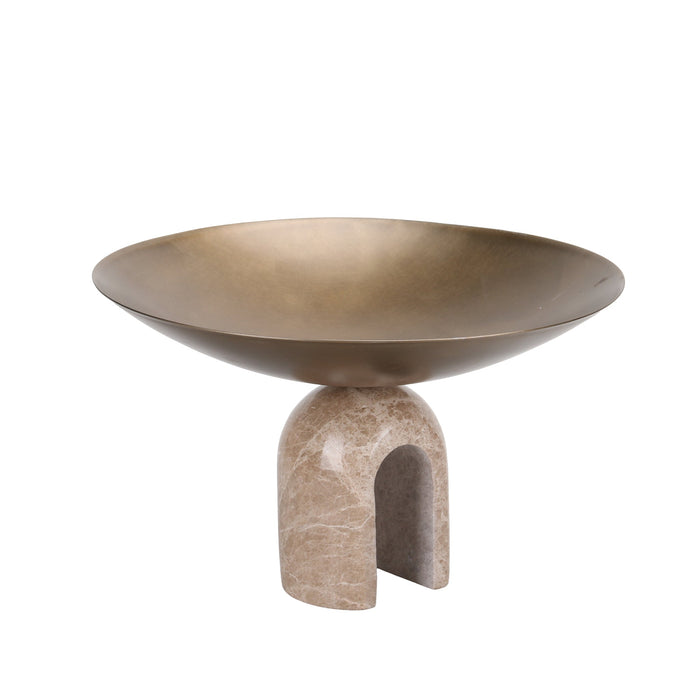 Cavo Arc Pedestal Metal Large Tray - Antique Brass