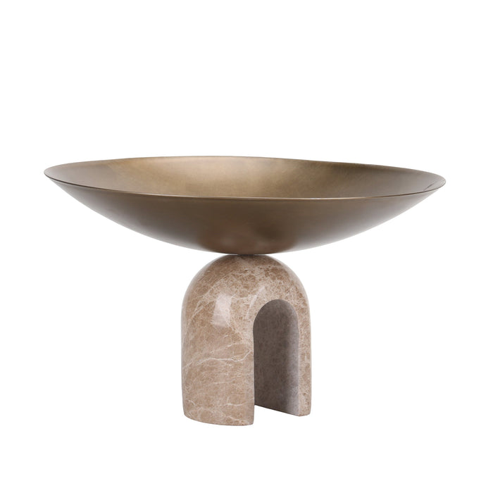 Cavo Arc Pedestal Metal Large Tray - Antique Brass