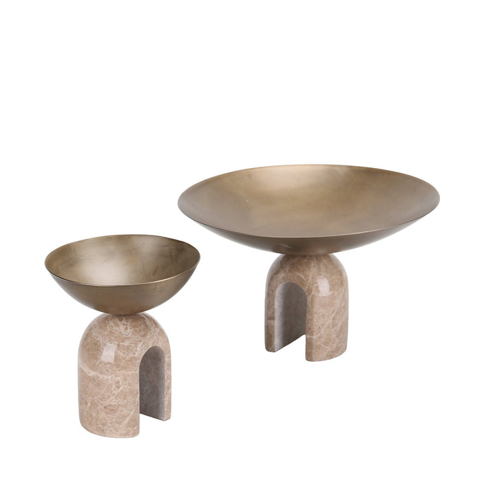 Cavo Arc Pedestal Metal Small Tray - Antique Brass