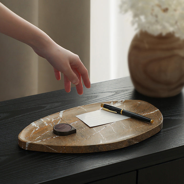 Orva Leaf Shaped Marble Plate - Coffee (CFB-T23003)