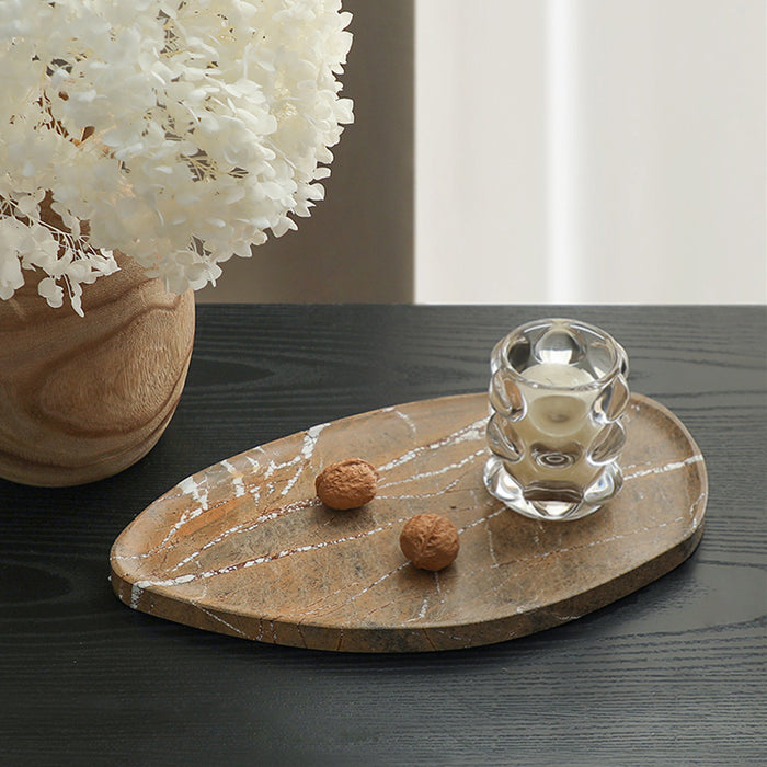 Orva Leaf Shaped Marble Plate - Coffee (CFB-T23003)