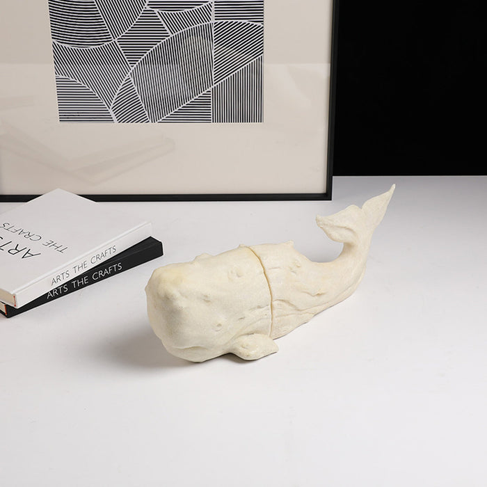 Sandstone Whale Bookend - White (CFC-SZ23035)
