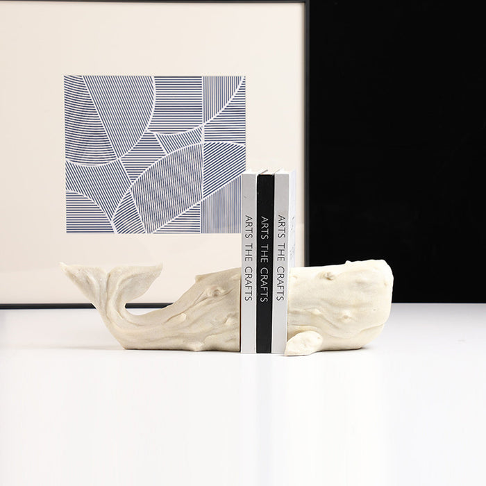 Sandstone Whale Bookend - White (CFC-SZ23035)