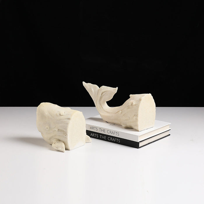 Sandstone Whale Bookend - White (CFC-SZ23035)