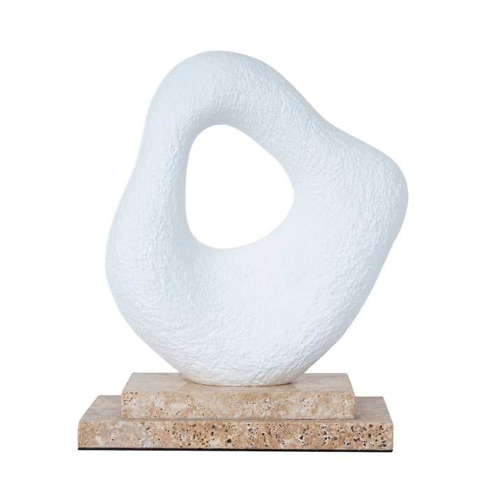 Obira Organic Shape Marble Sculpture - Clay White